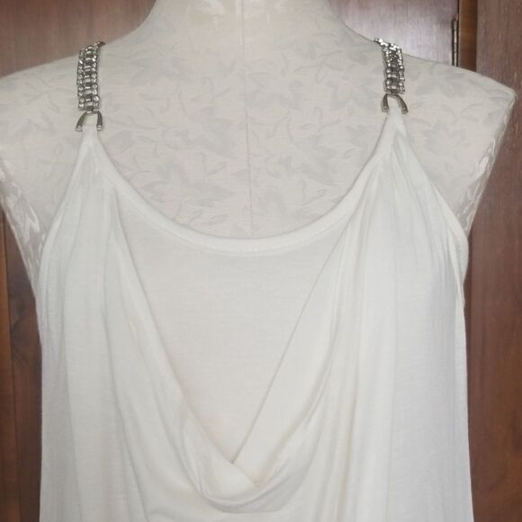 Mono Reno Ivory Knit Dress with Rhinestone Straps - Picture 2 of 8